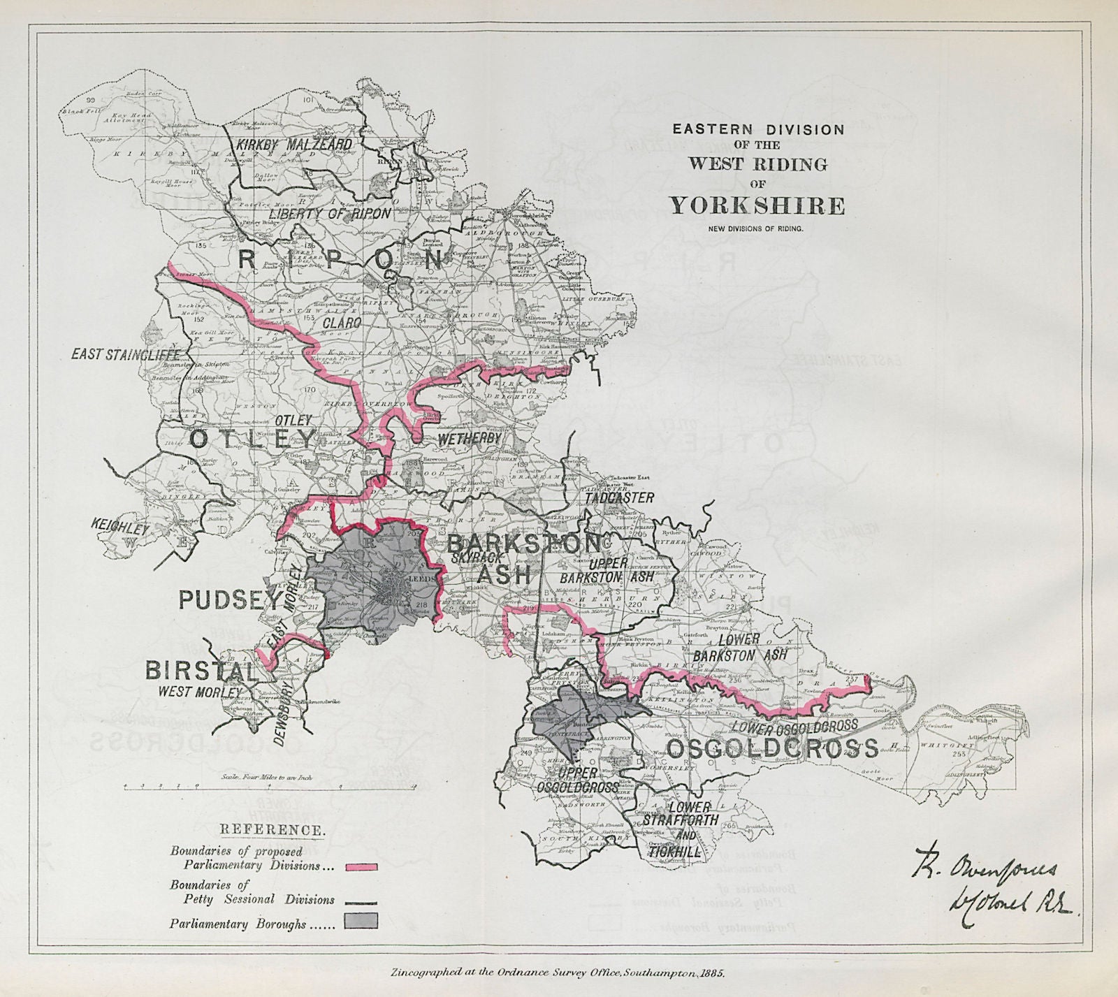 Yorkshire West Riding East Division Parliamentary. BOUNDARY COMMISSION 1885 map